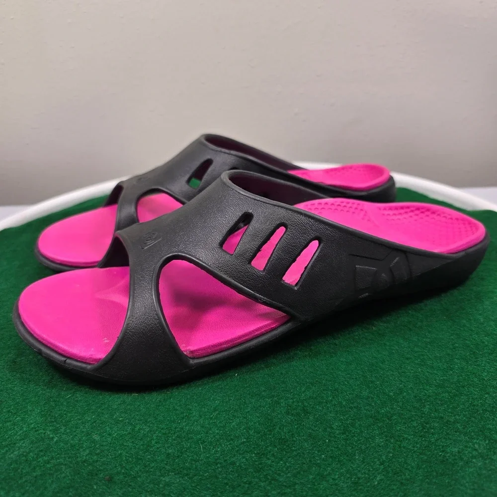 Spenco Kholo Recovery Slides Mens 10 Black Pink Orthotic Sandals Total Support